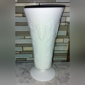 Elegant White Vase with Grape Design